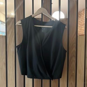 ADAY sleeveless shell draped wrap top - L